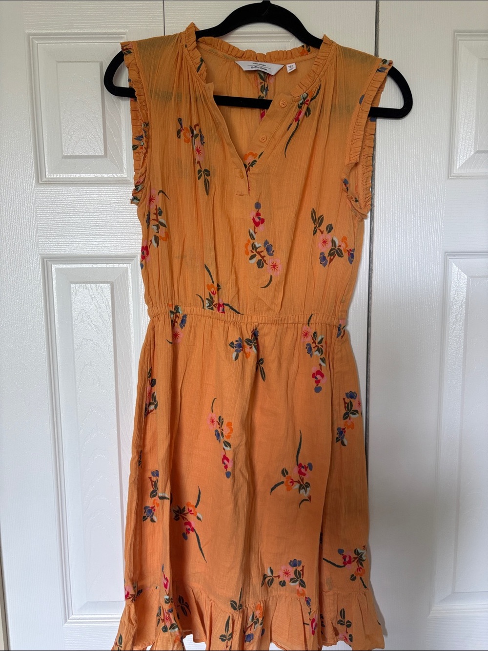 & Other Stories Orange Floral Ruffle-Hem Mini Dress